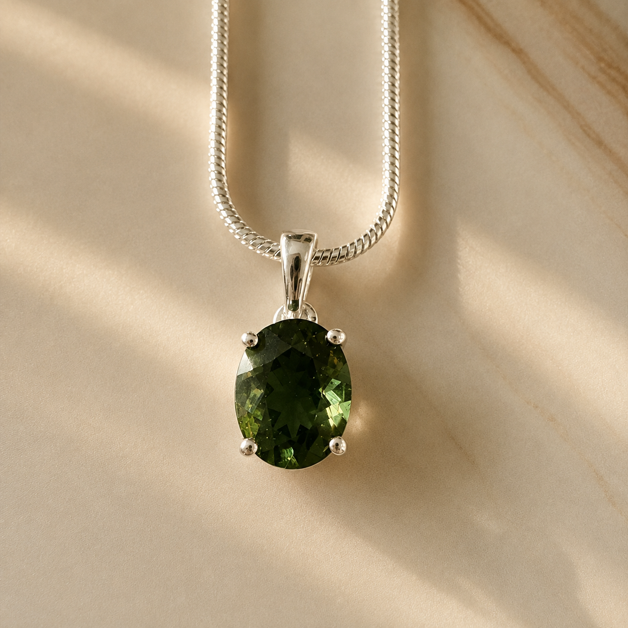 Moldavite Faceted Pendant