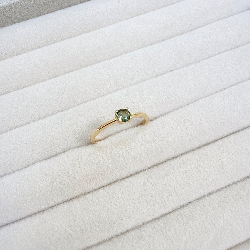 18K Gold Vermeil – Moldavite Faceted Ring