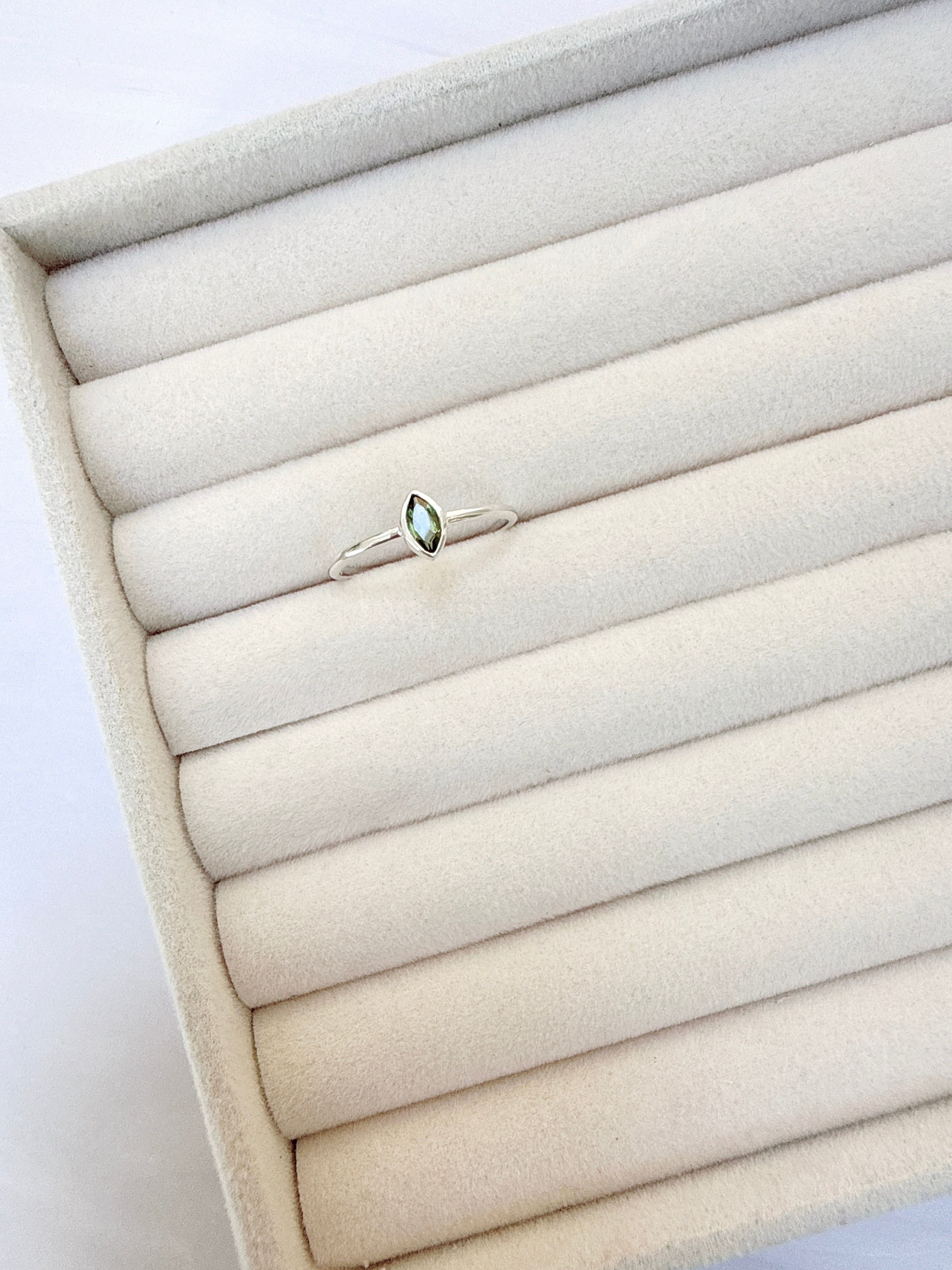 Faceted Moldavite Ring