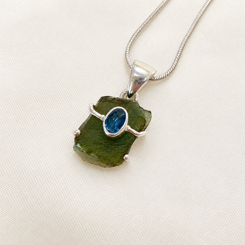Moldavite & Tanzanite Pendant