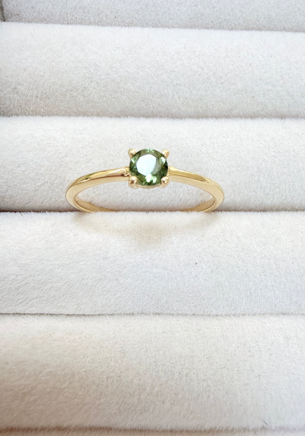 18K Gold Vermeil – Moldavite Faceted Ring