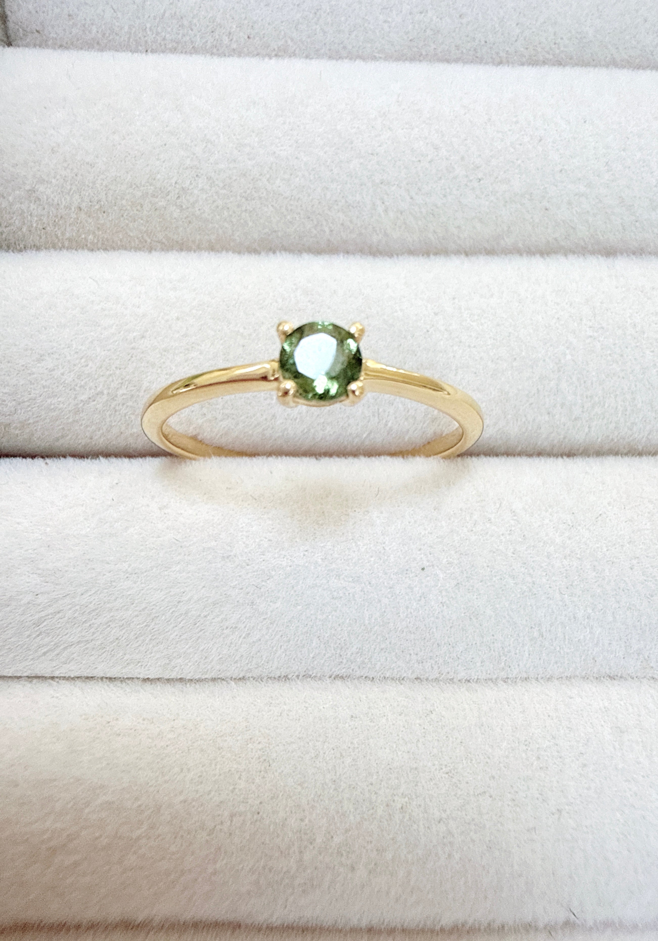 18K Gold Vermeil – Moldavite Faceted Ring