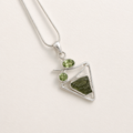 Designer – Moldavite & Peridot Faceted Pendant