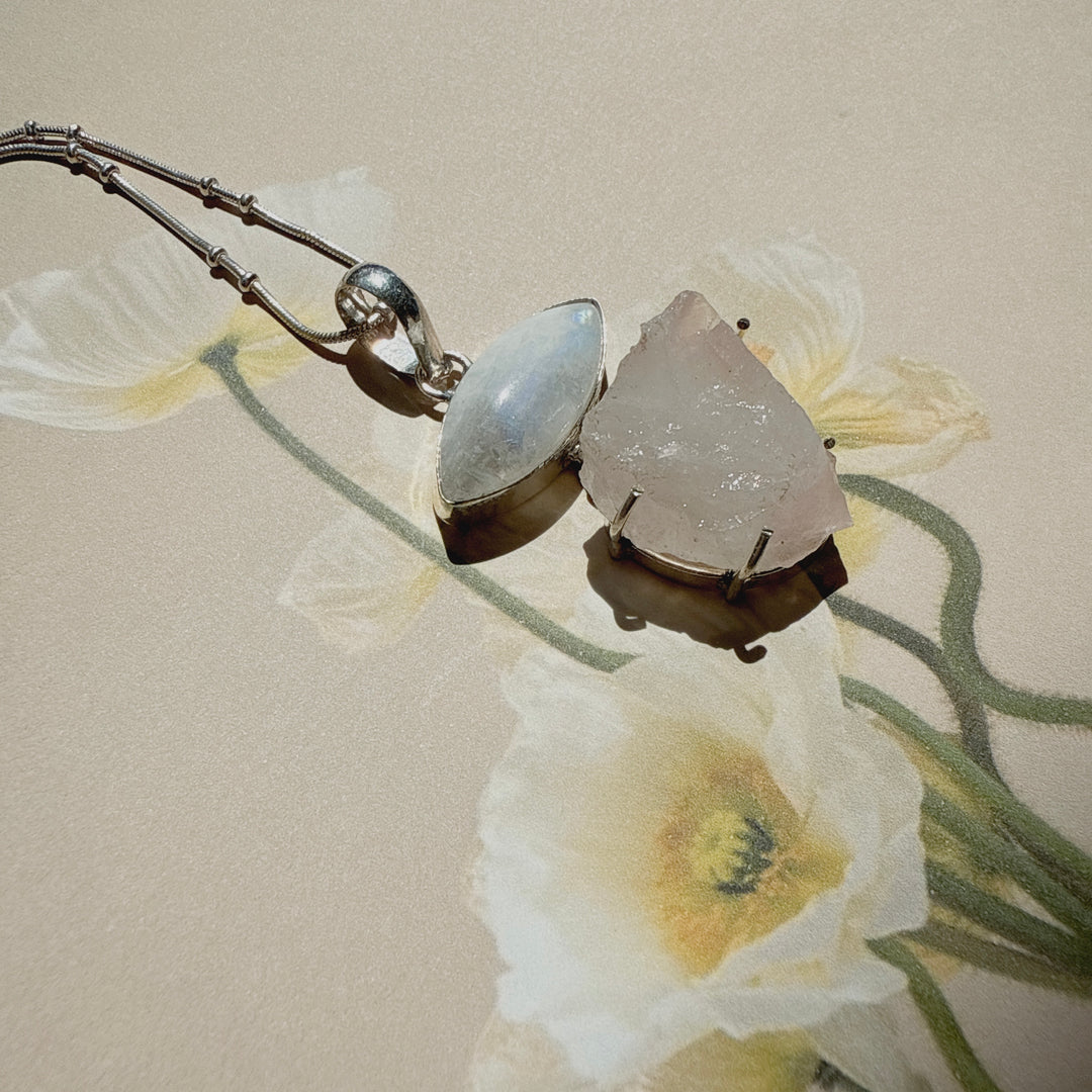 Rose Quartz and Moonstone Pendant