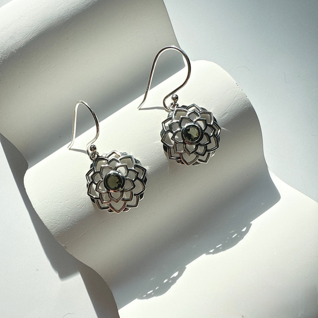 Faceted Moldavite Earrings