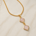 Golden Pink Chalcedony Faceted Necklace