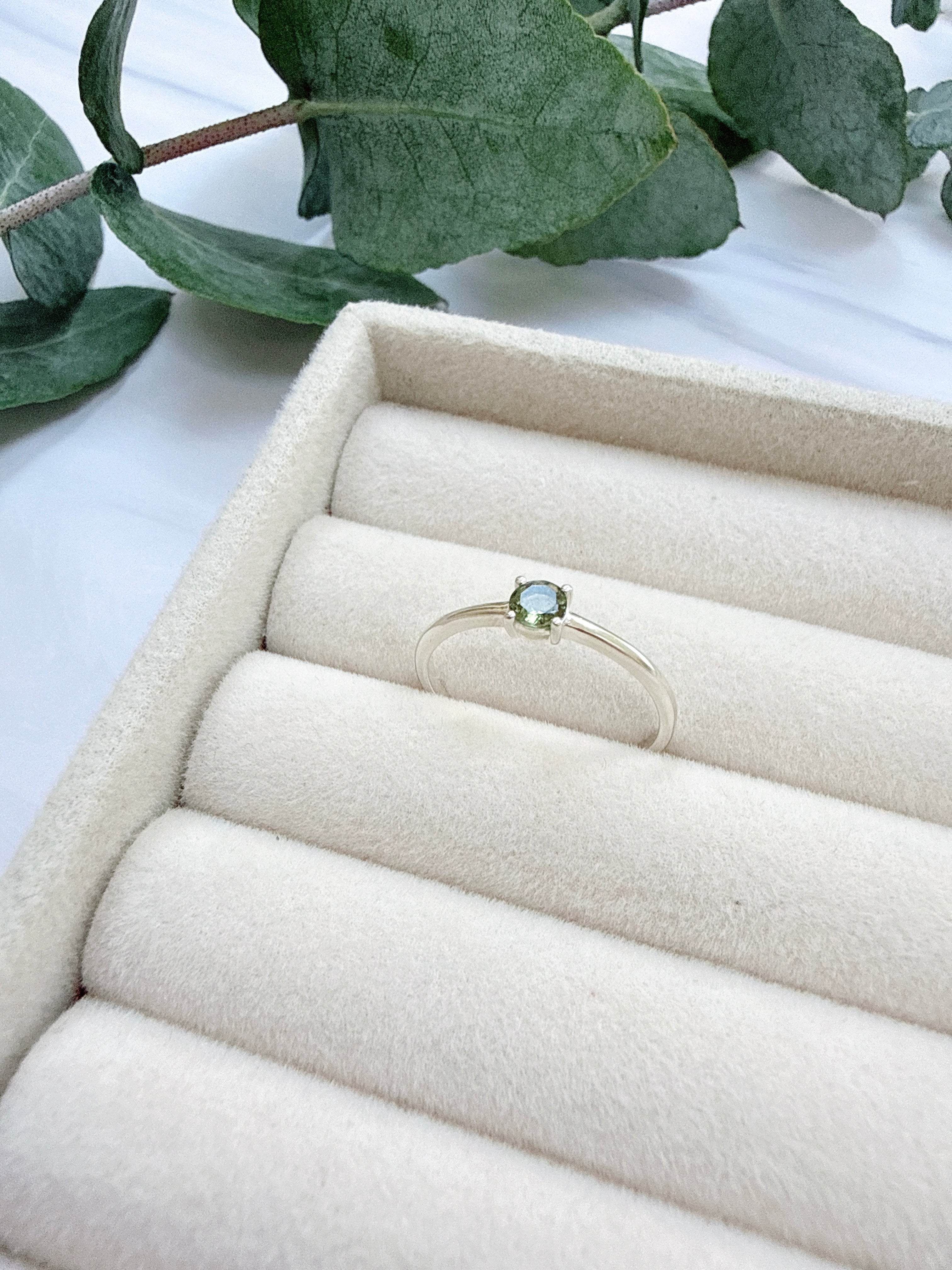 Faceted Moldavite Ring