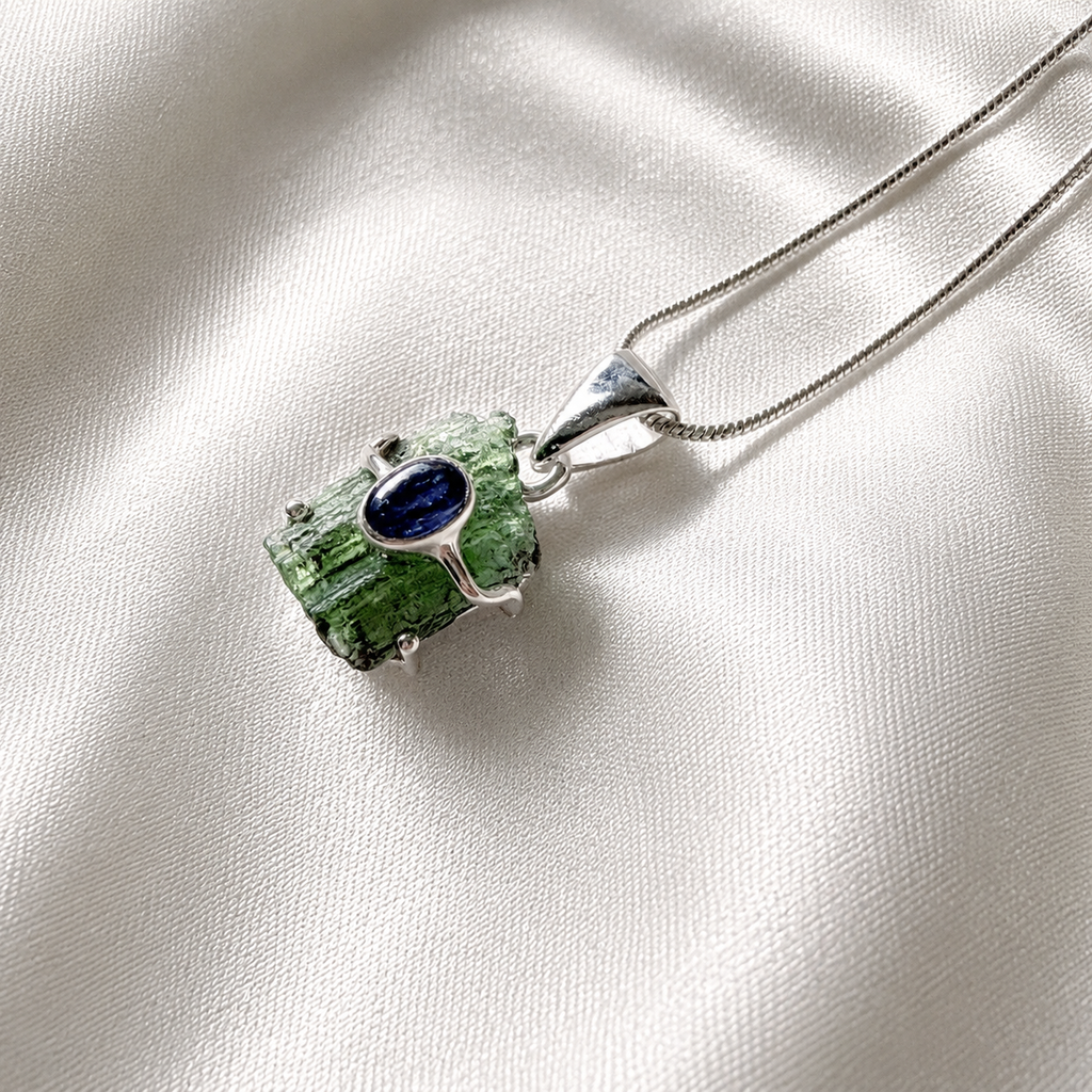 Moldavite & Tanzanite Pendant