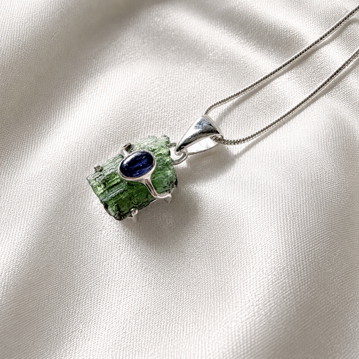 Moldavite & Tanzanite Pendant