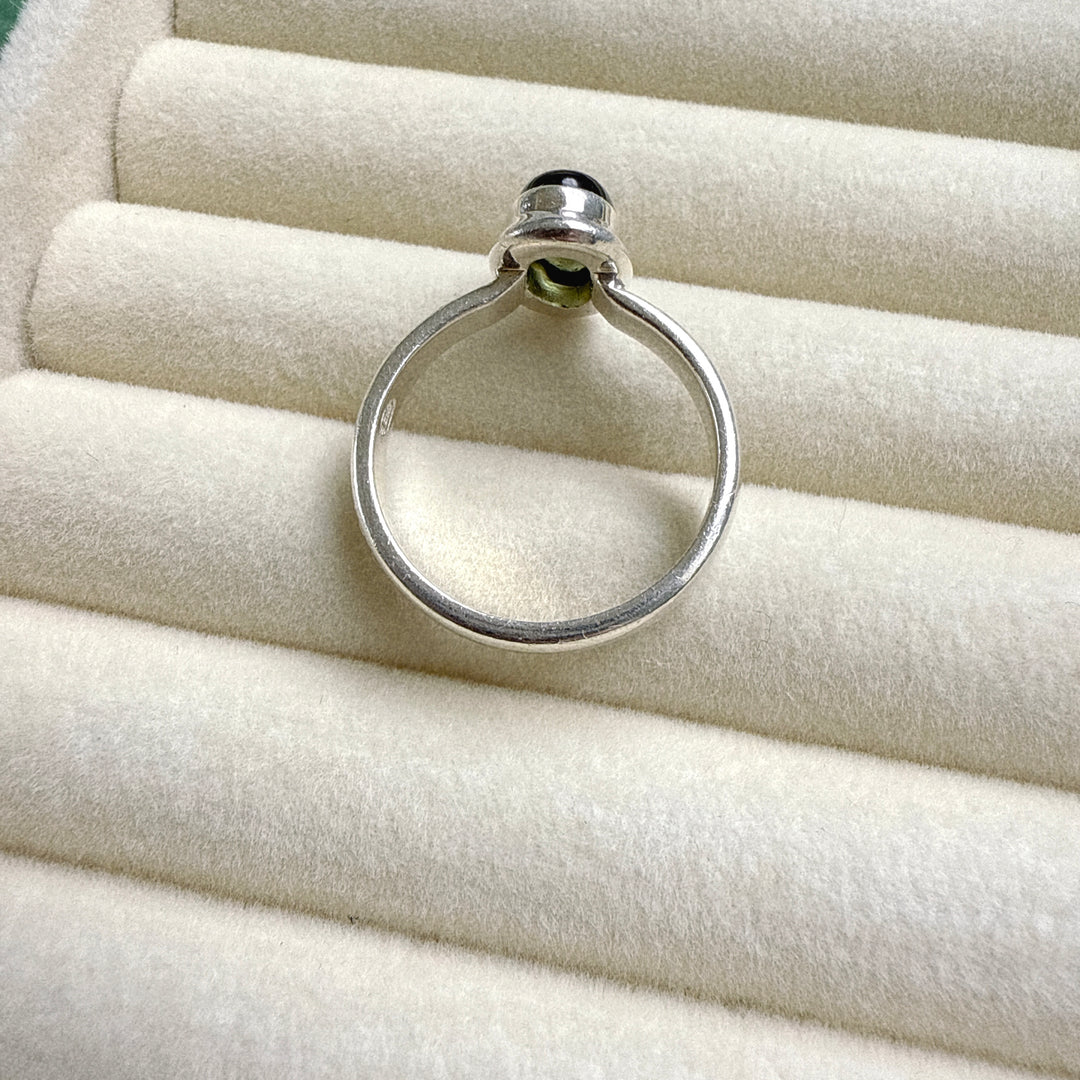 Moldavite Faceted Ring