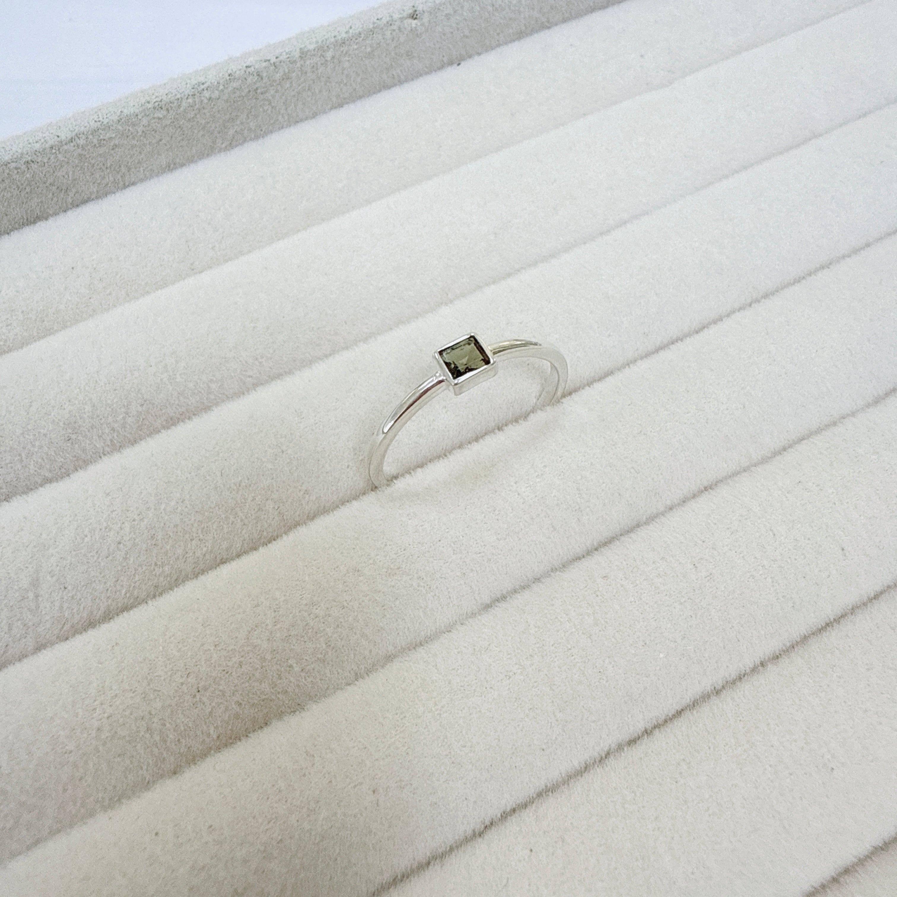 Faceted Moldavite Ring