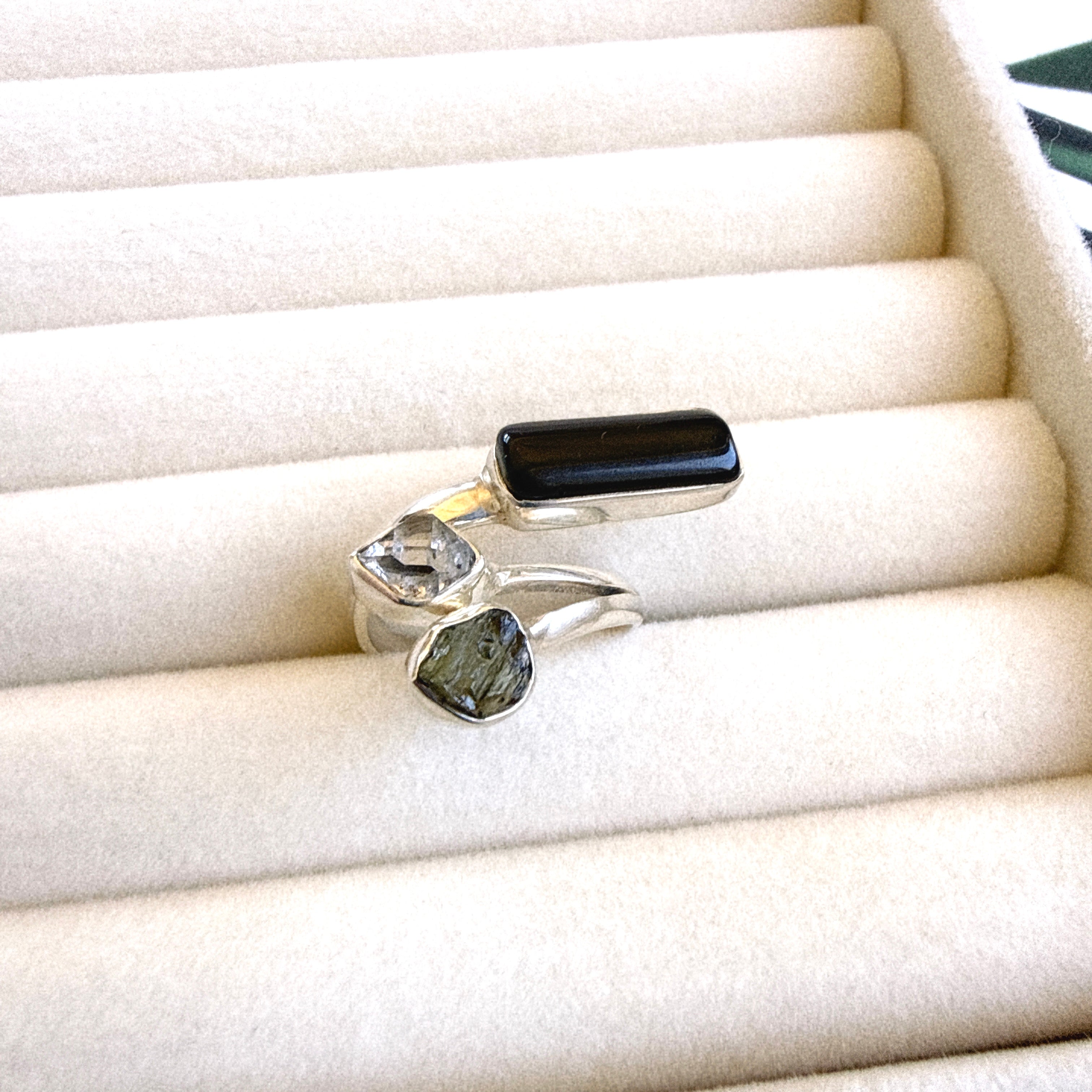 Moldavite, Herkimer Diamond & Meteorite Campo Del Cielo Necklacef