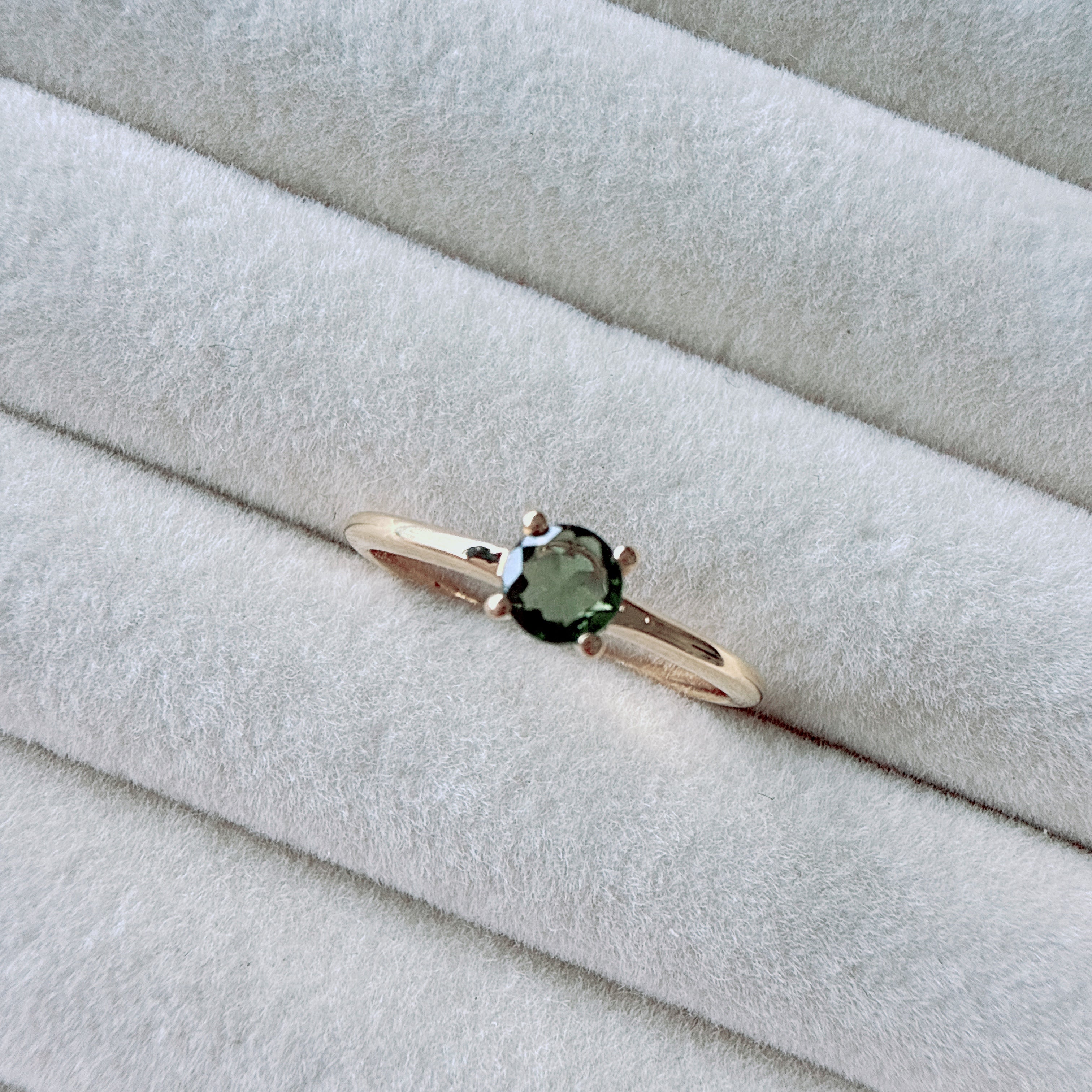 18K Gold Vermeil Faceted Moldavite Ring