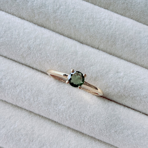 18K Gold Vermeil Faceted Moldavite Ring