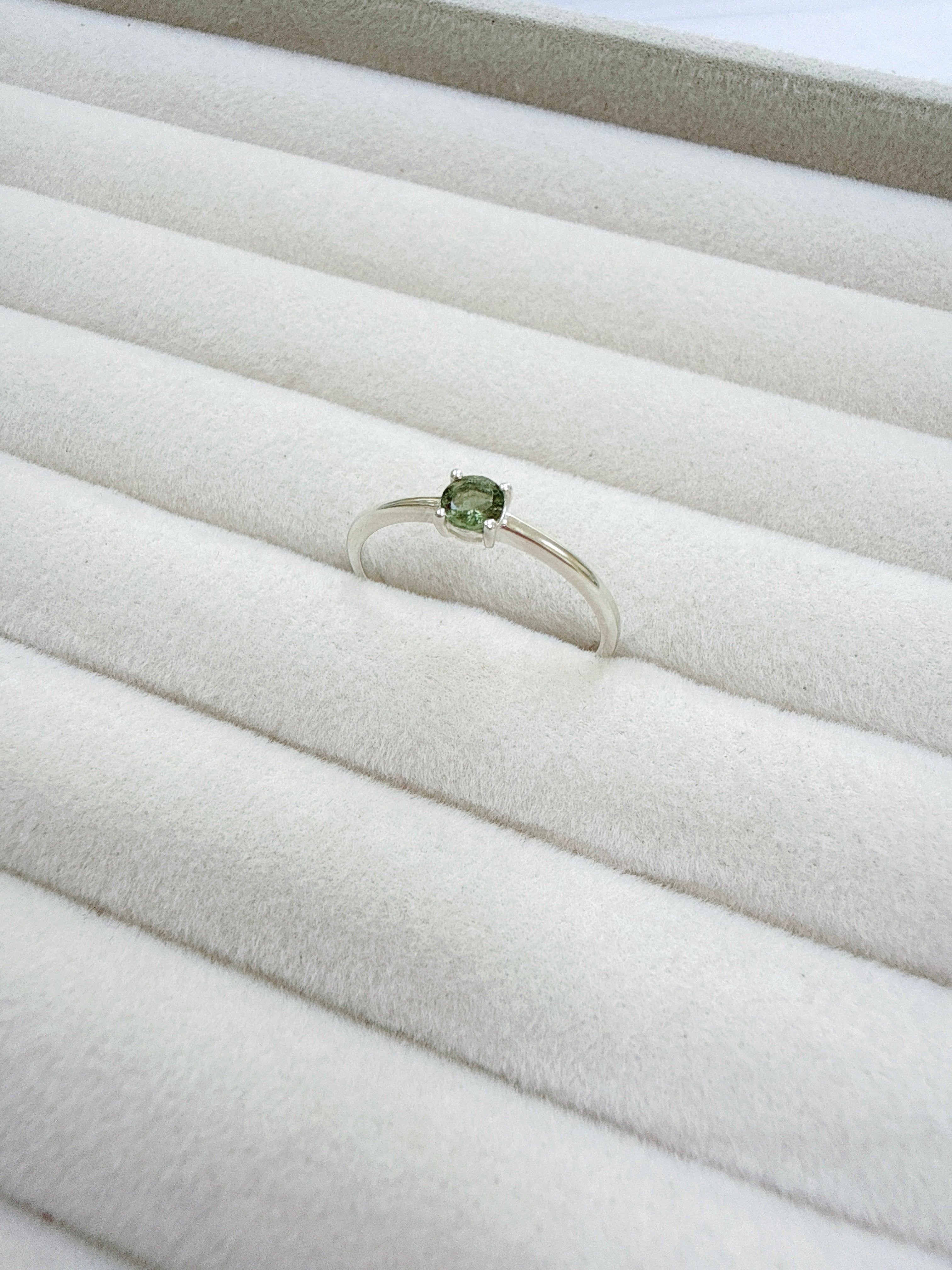 Faceted Moldavite Ring