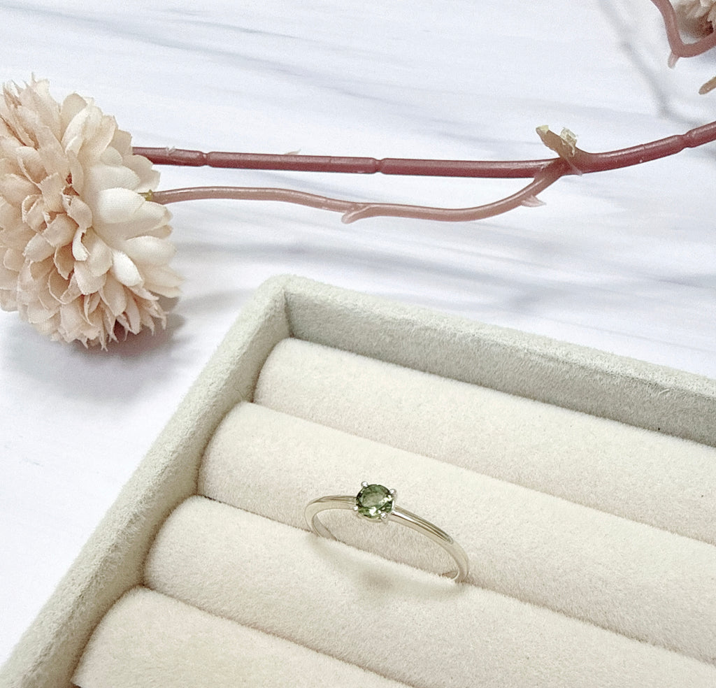 Faceted Moldavite Ring