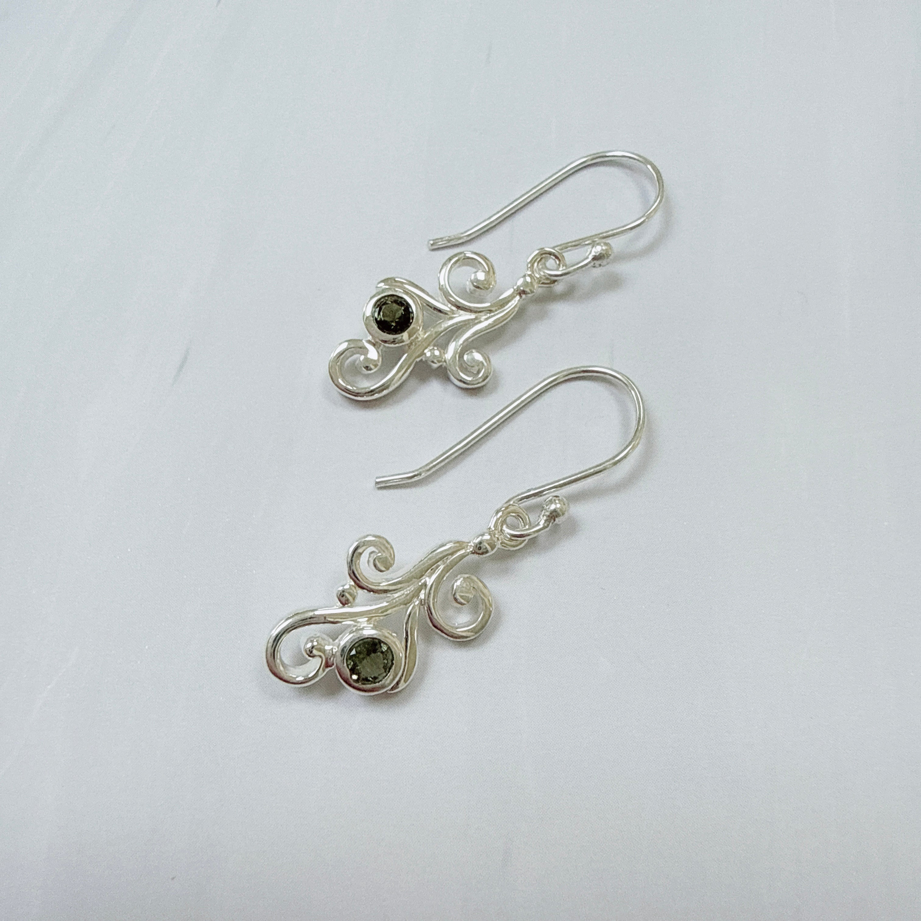 Moldavite Faceted Earrings