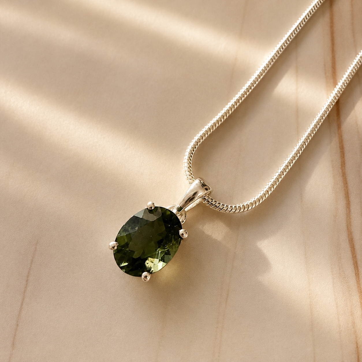 Moldavite Faceted Pendant