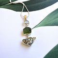 Moldavite, Herkimer Diamond & Campo del Cielo Meteorite Pendant