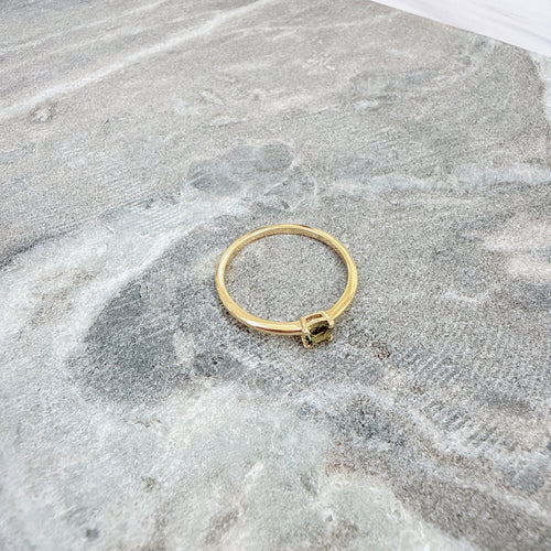 18K Gold Vermeil – Moldavite Faceted Ring