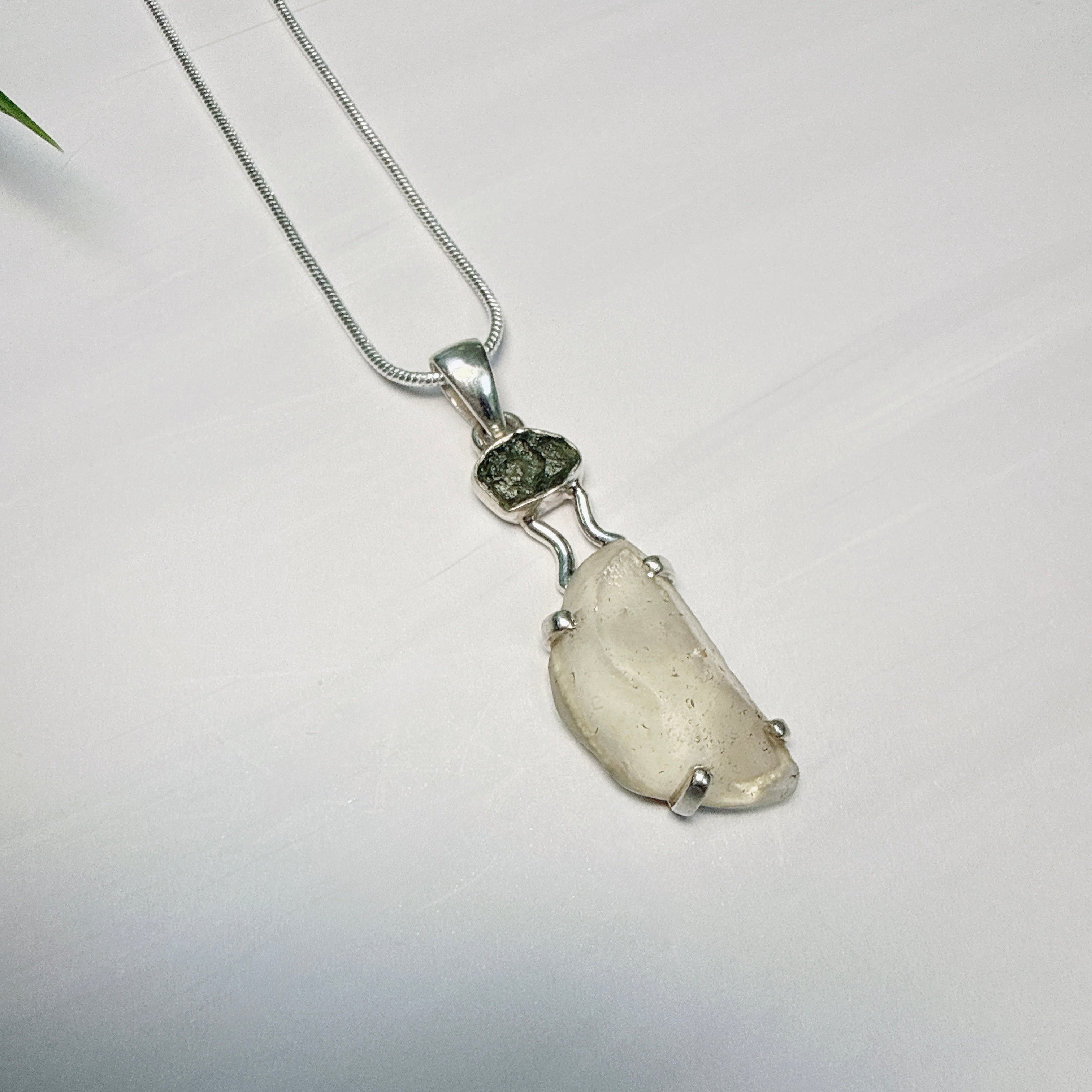 Libyan Desert Glass & Moldavite Pendant