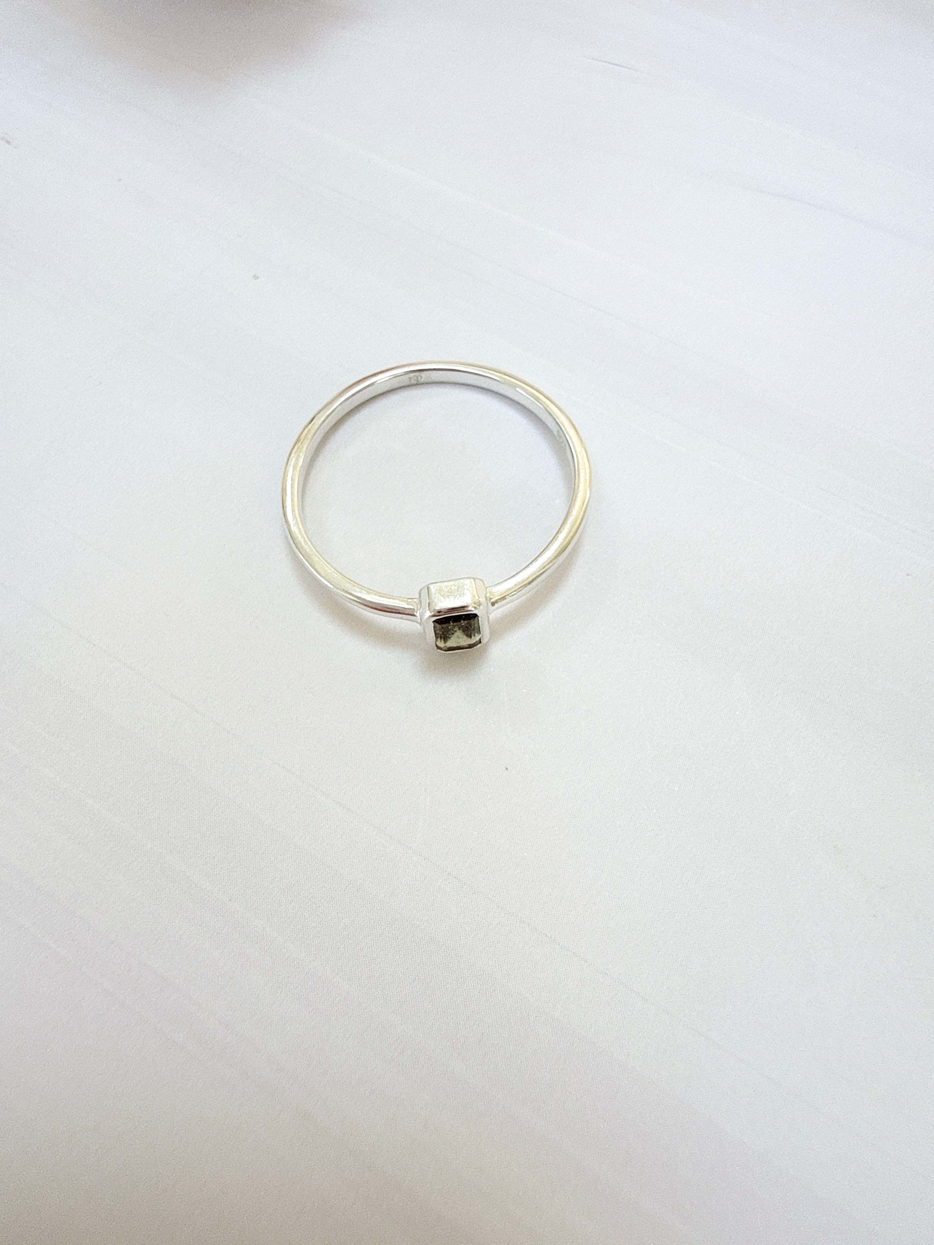 Faceted Moldavite Ring