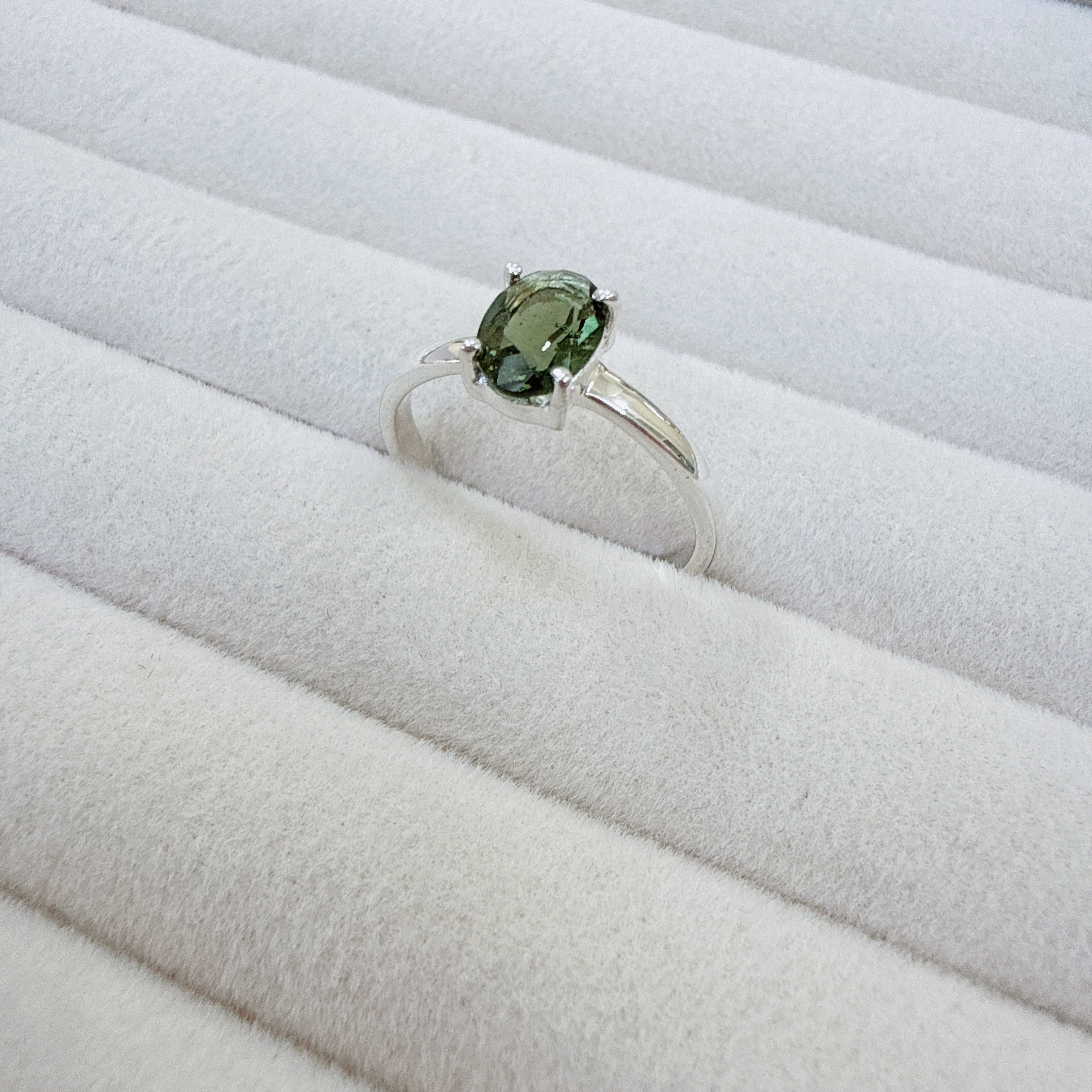 Faceted Moldavite Ring