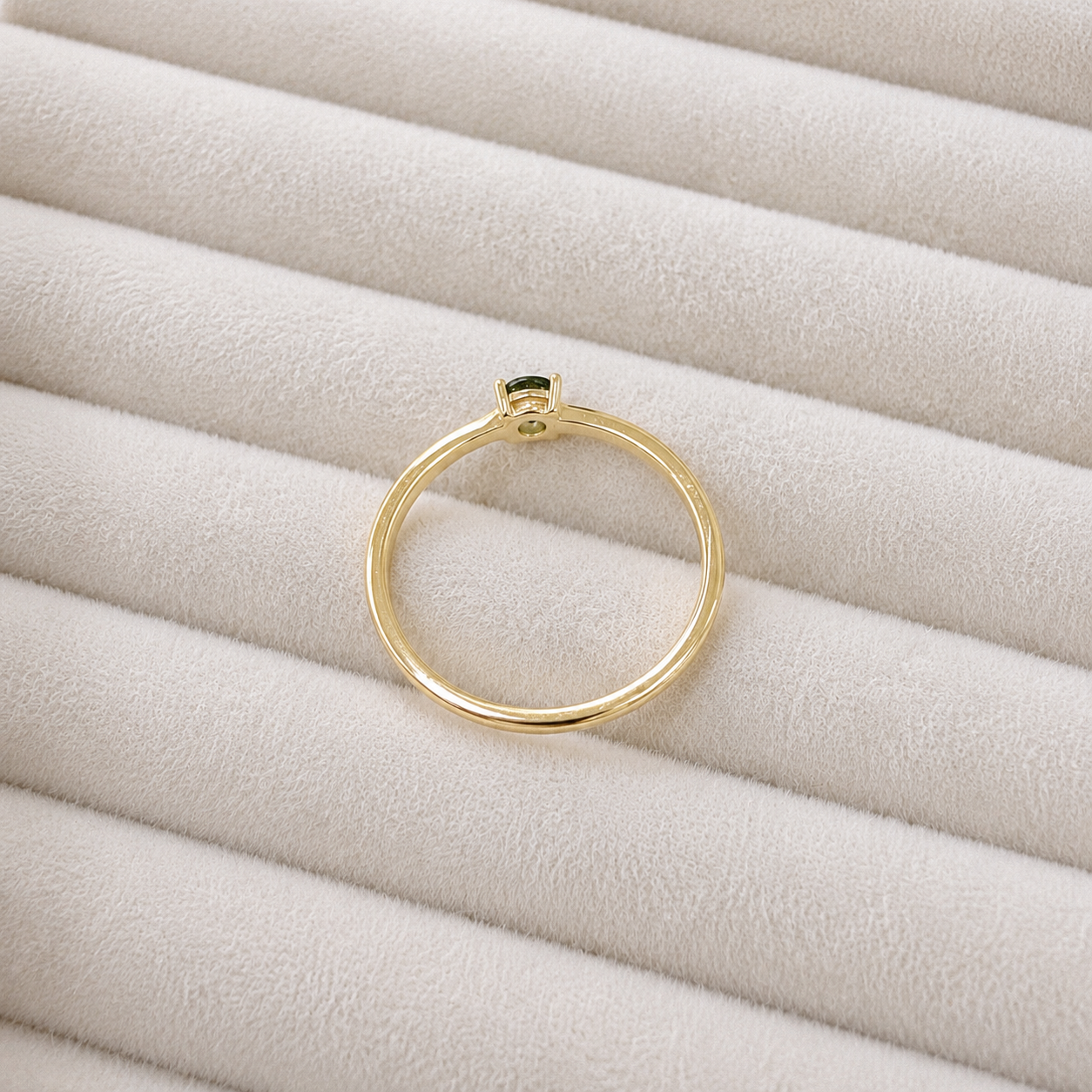 18K Gold – Moldavite Faceted Ring