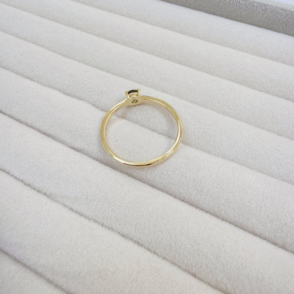 18K Gold Vermeil – Moldavite Faceted Ring