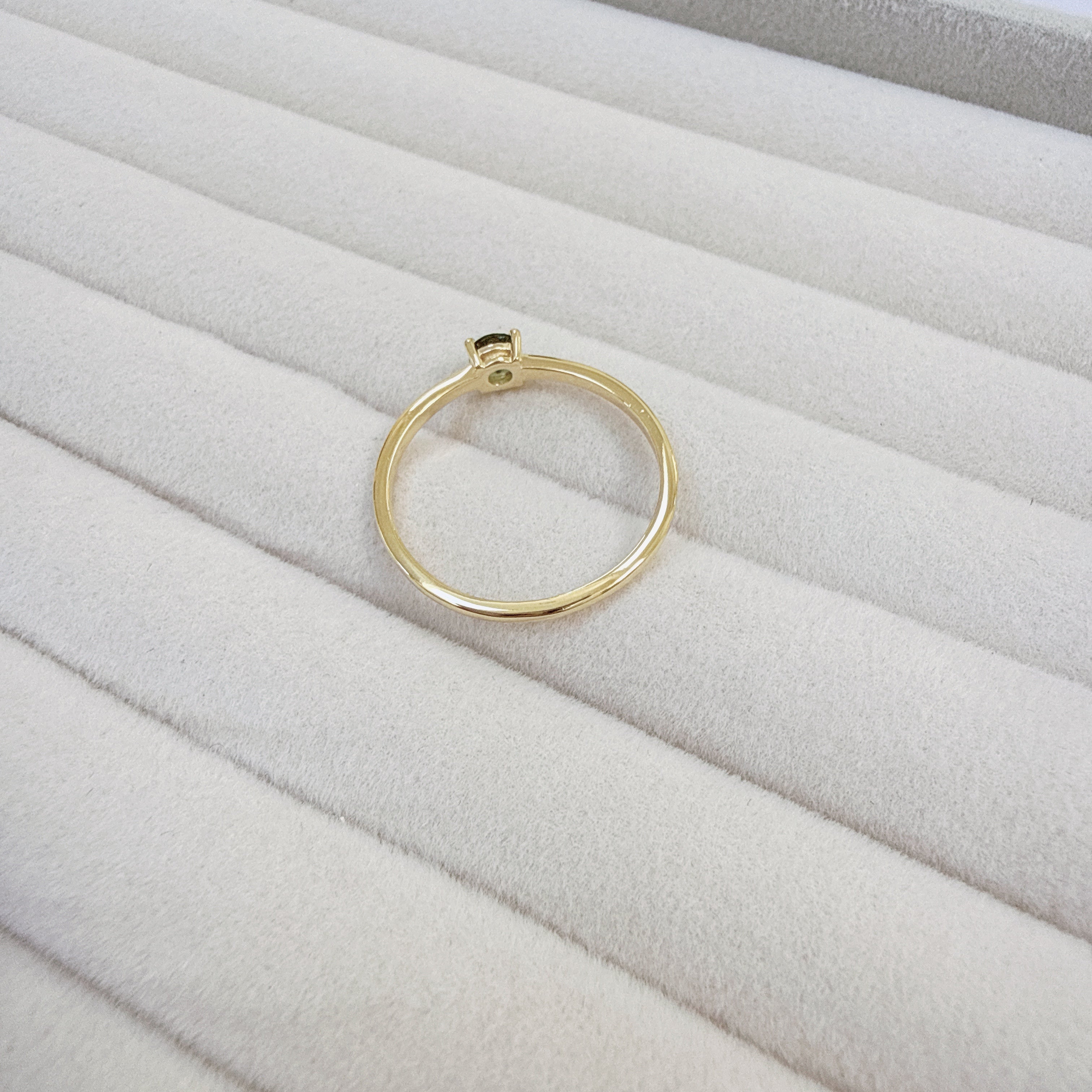 18K Gold Vermeil – Moldavite Faceted Ring