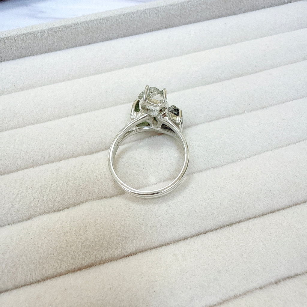 Moldavite, Herkimer Diamond & Meteorite Campo del Cielo Ring
