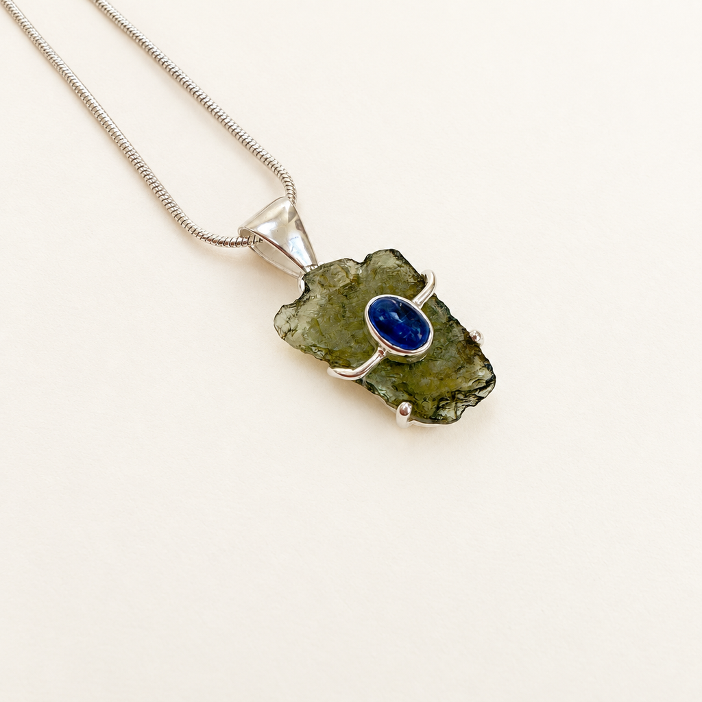 Moldavite & Tanzanite Pendant