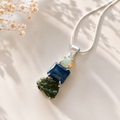 Moldavite, Tanzanite & Ethiopian Opal Pendant