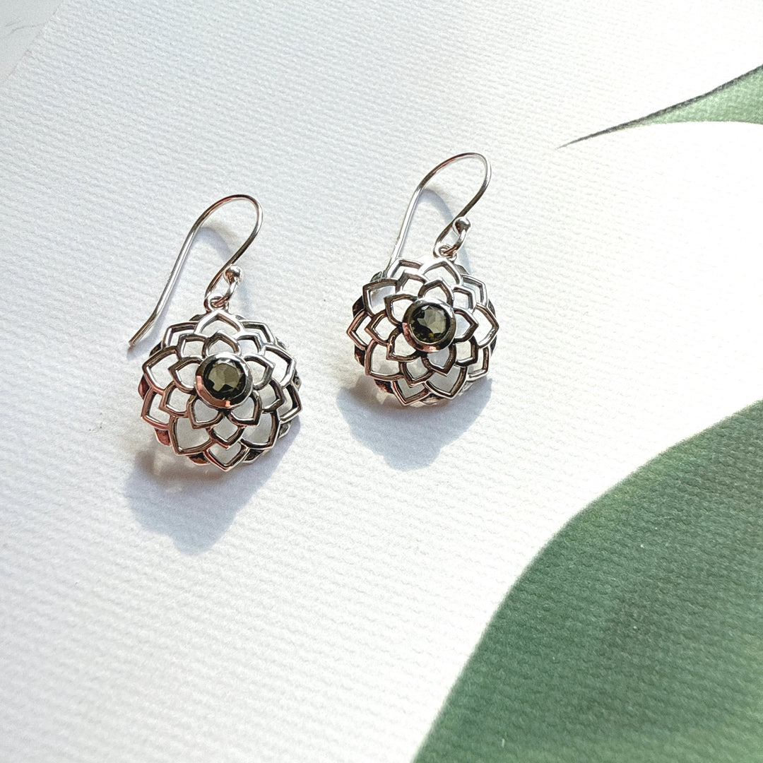 Faceted Moldavite Earrings