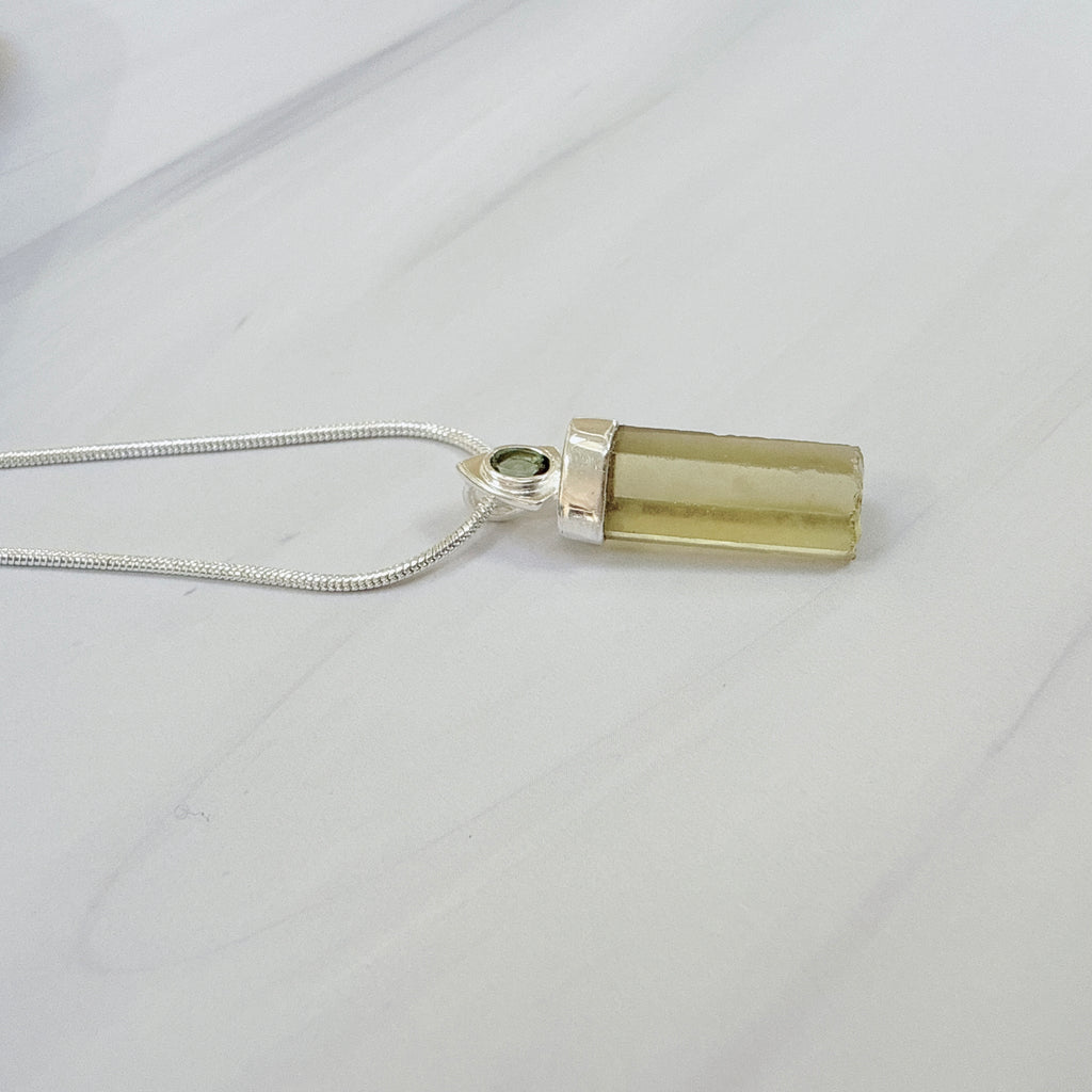 Designer – Lemon Topaz & Moldavite Pendant