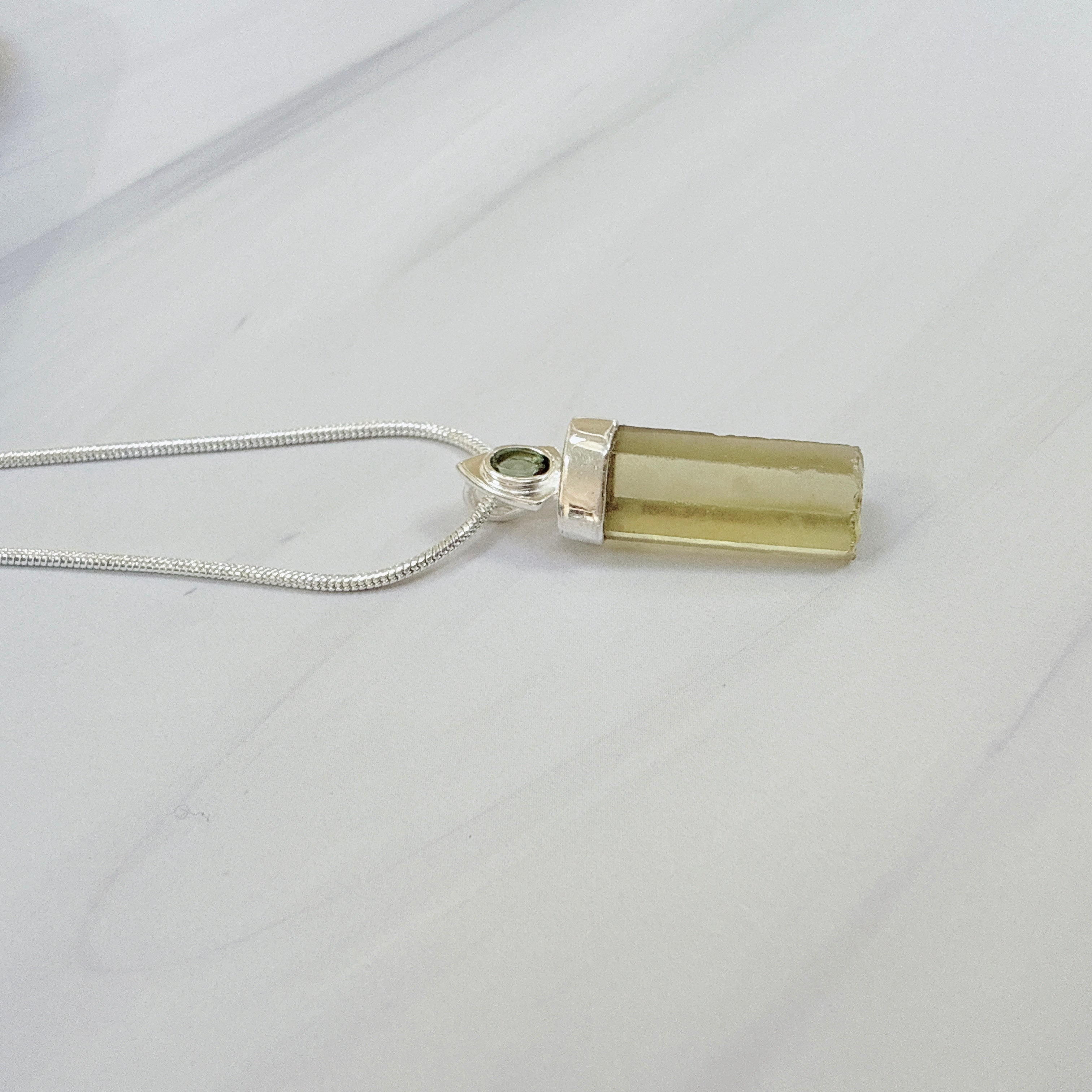 Designer – Lemon Topaz & Moldavite Pendant