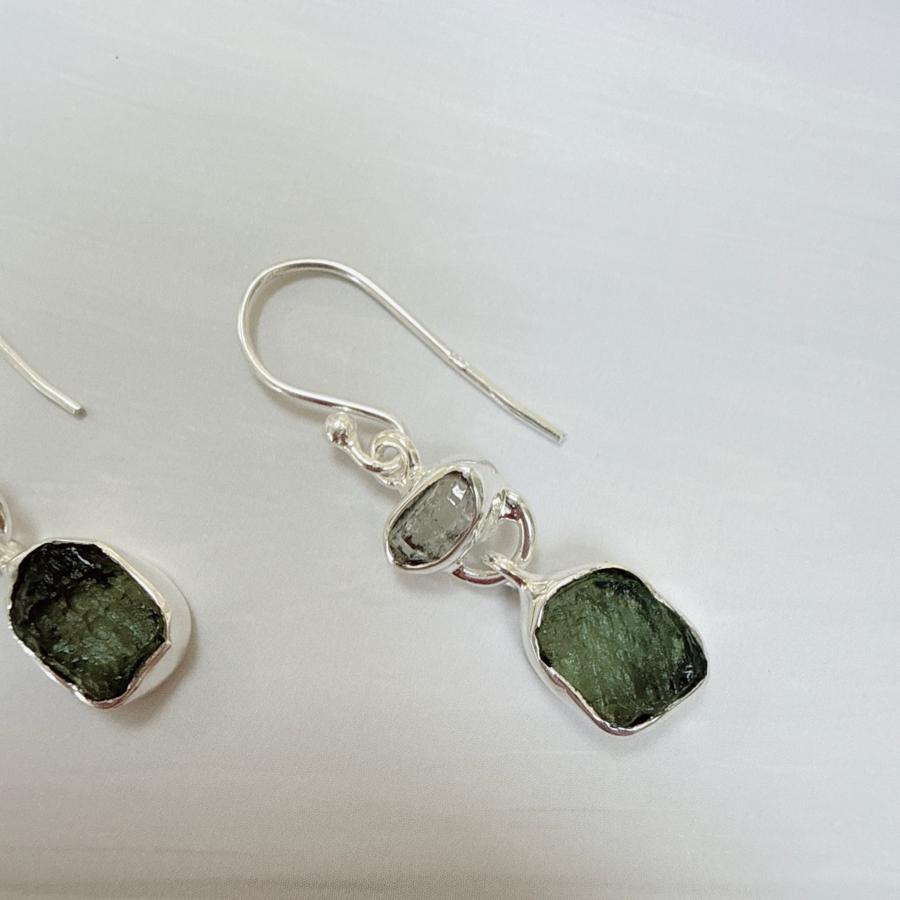 Moldavite & Herkimer Diamond Earrings