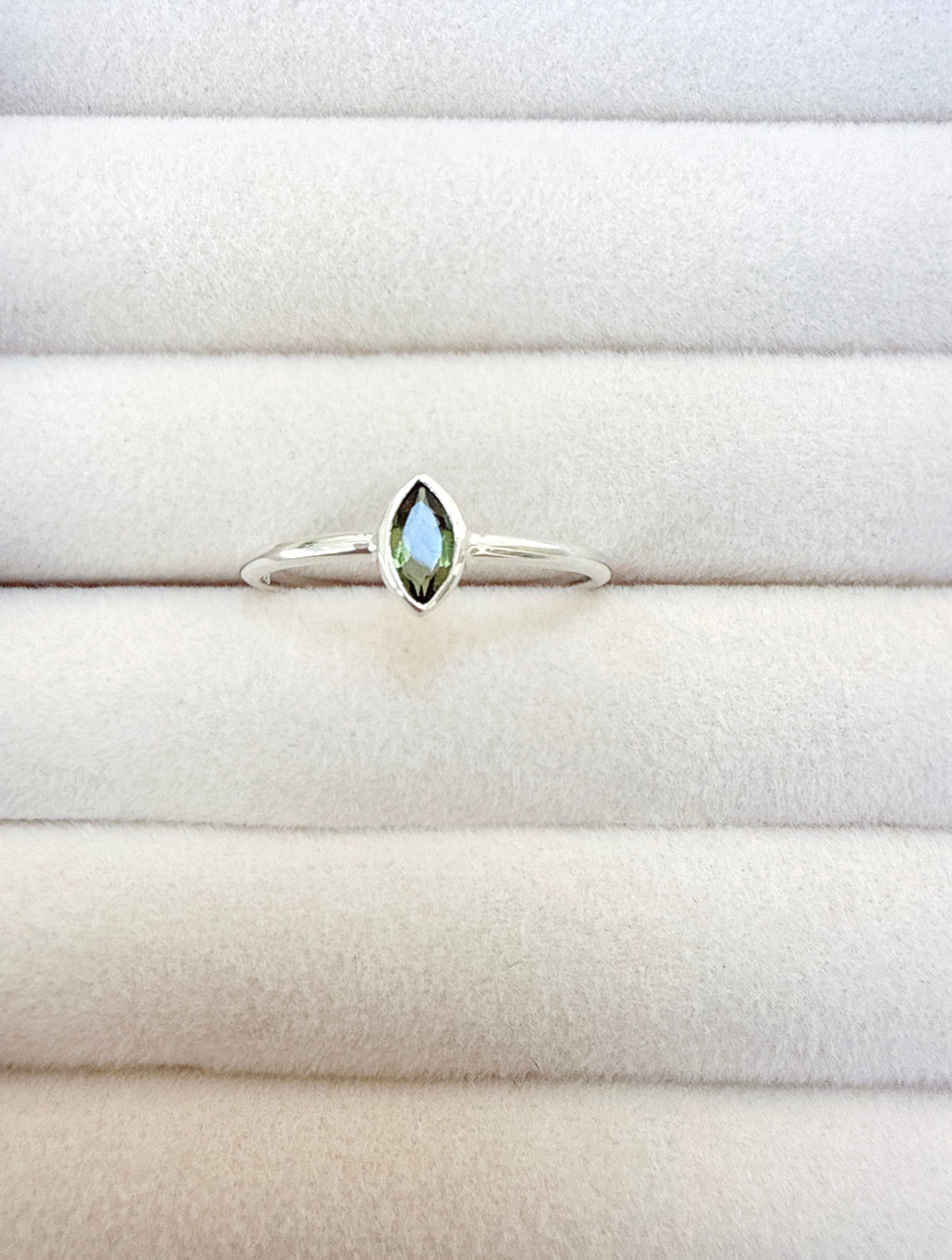 Faceted Moldavite Ring