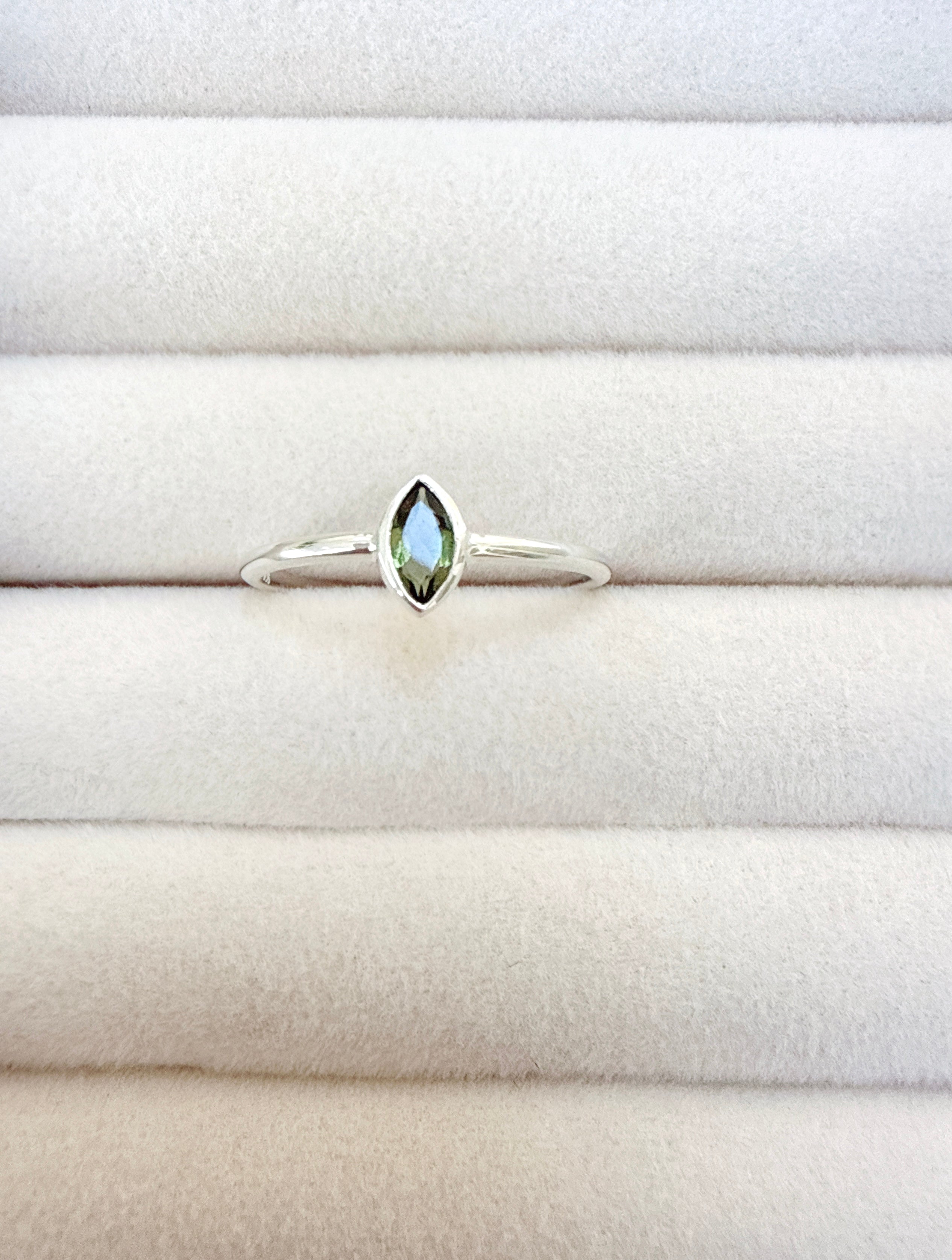 Faceted Moldavite Ring