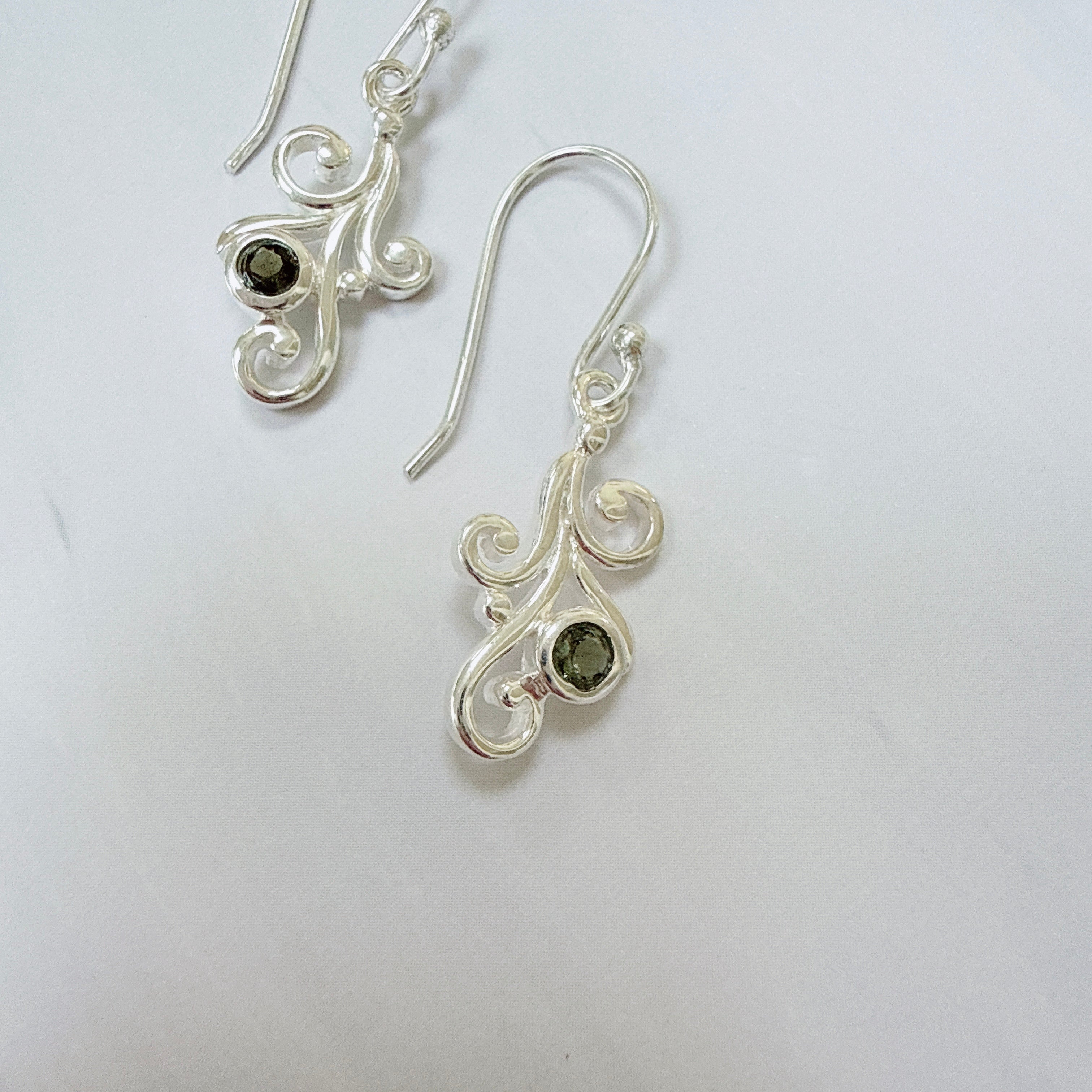 Moldavite Faceted Earrings
