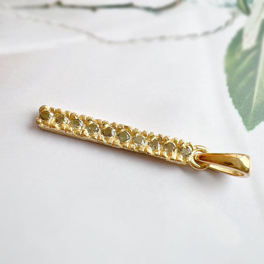 Moldavite Gold Vermeil Faceted Pendant