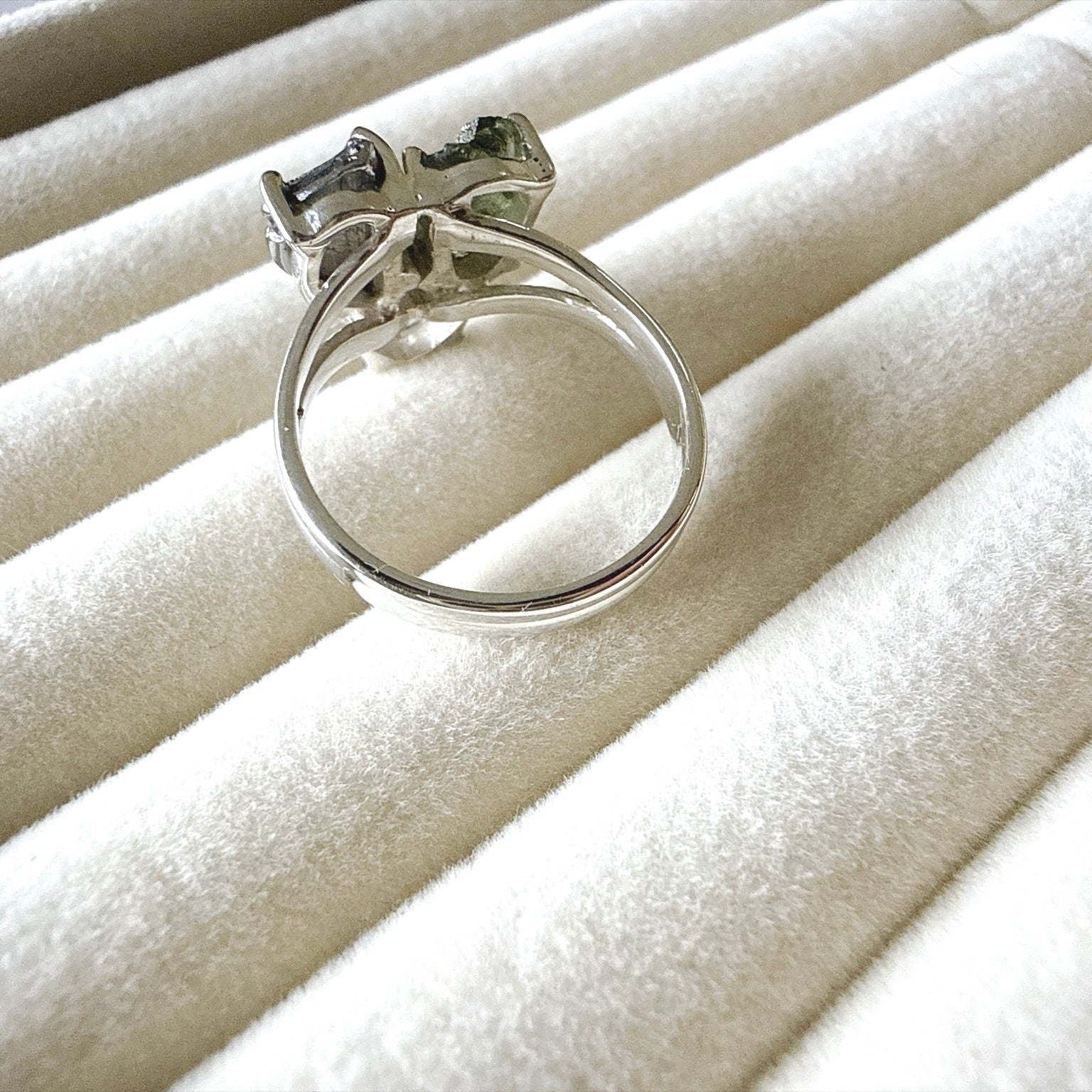 Moldavite, Herkimer Diamond & Meteorite Campo del Cielo Ring