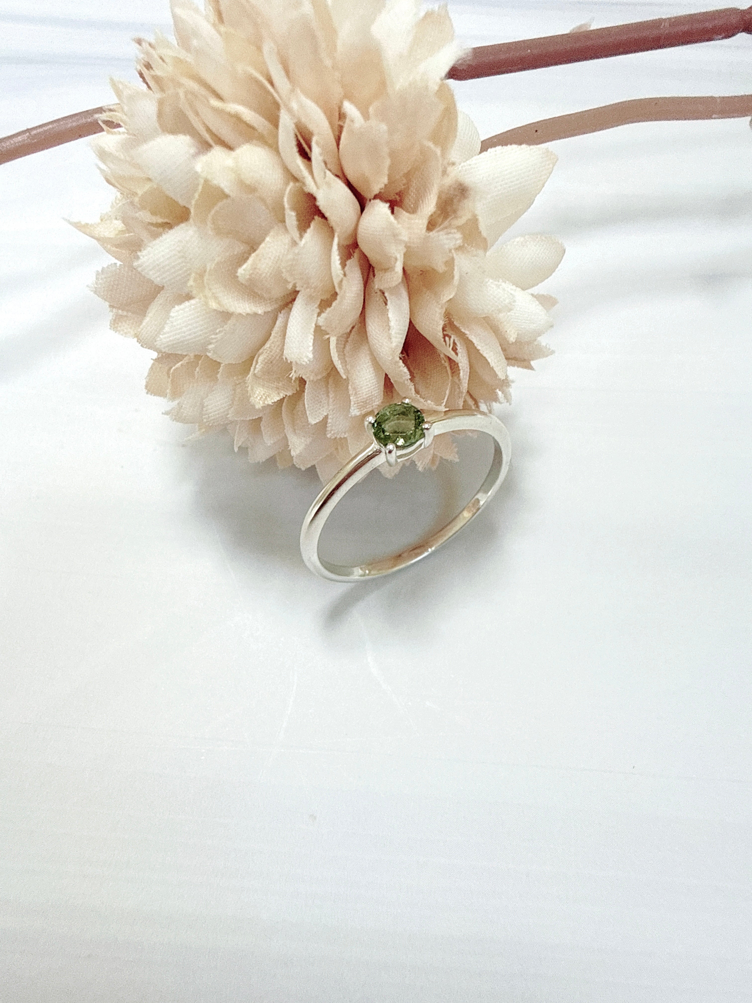 Faceted Moldavite Ring