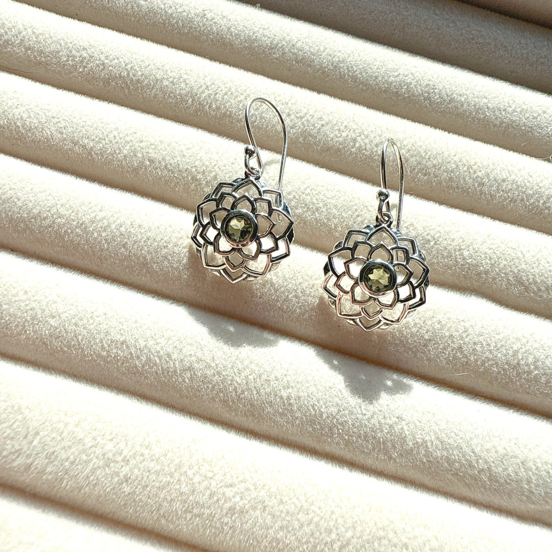 Faceted Moldavite Earrings