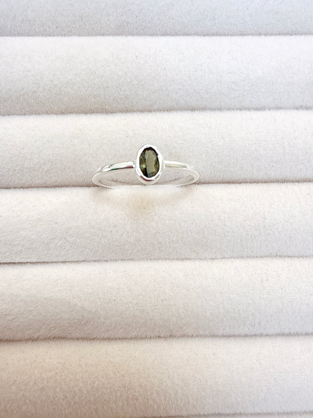Faceted Moldavite Ring