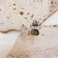 Moldavite, Herkimer Diamond & Meteorite Campo del Cielo Ring