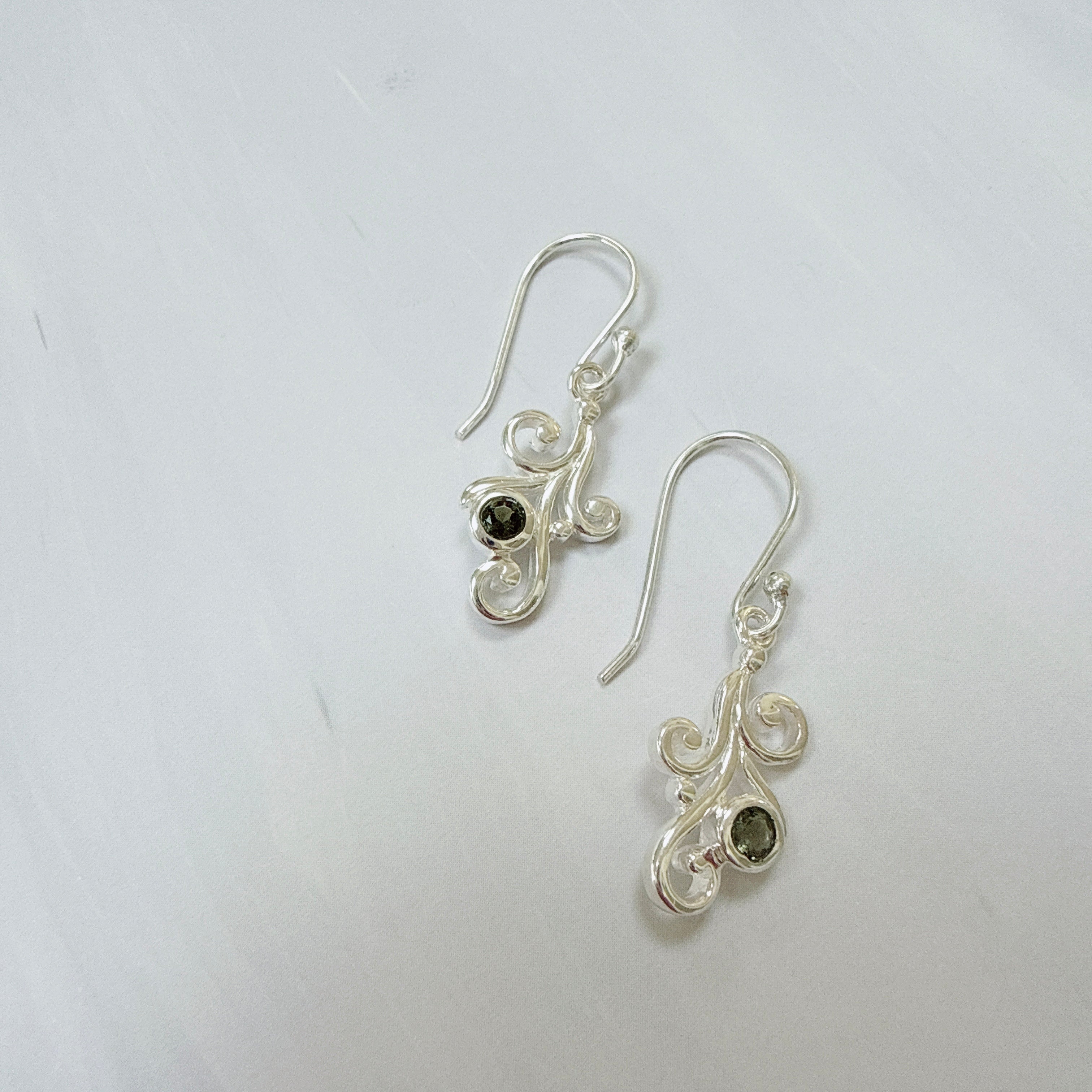 Moldavite Faceted Earrings
