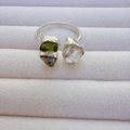 Moldavite, Herkimer Diamond & Meteorite Campo del Cielo Ring