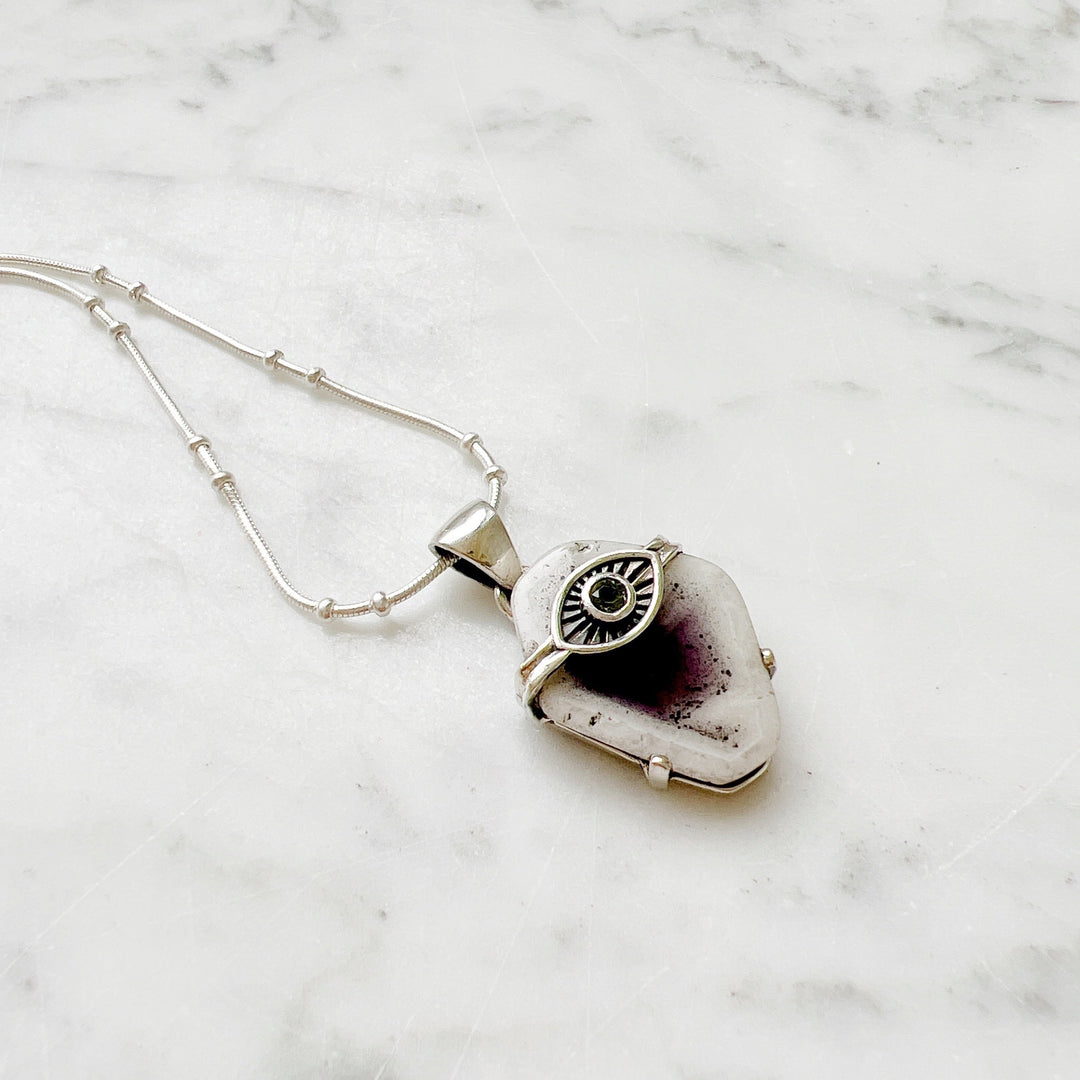 EVIL EYE AMETHYST & MOLDAVITE PENDANT