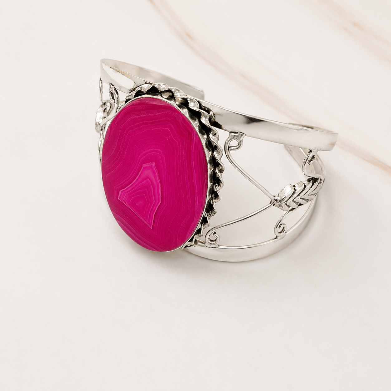 Pink Botswana Agate Bangle
